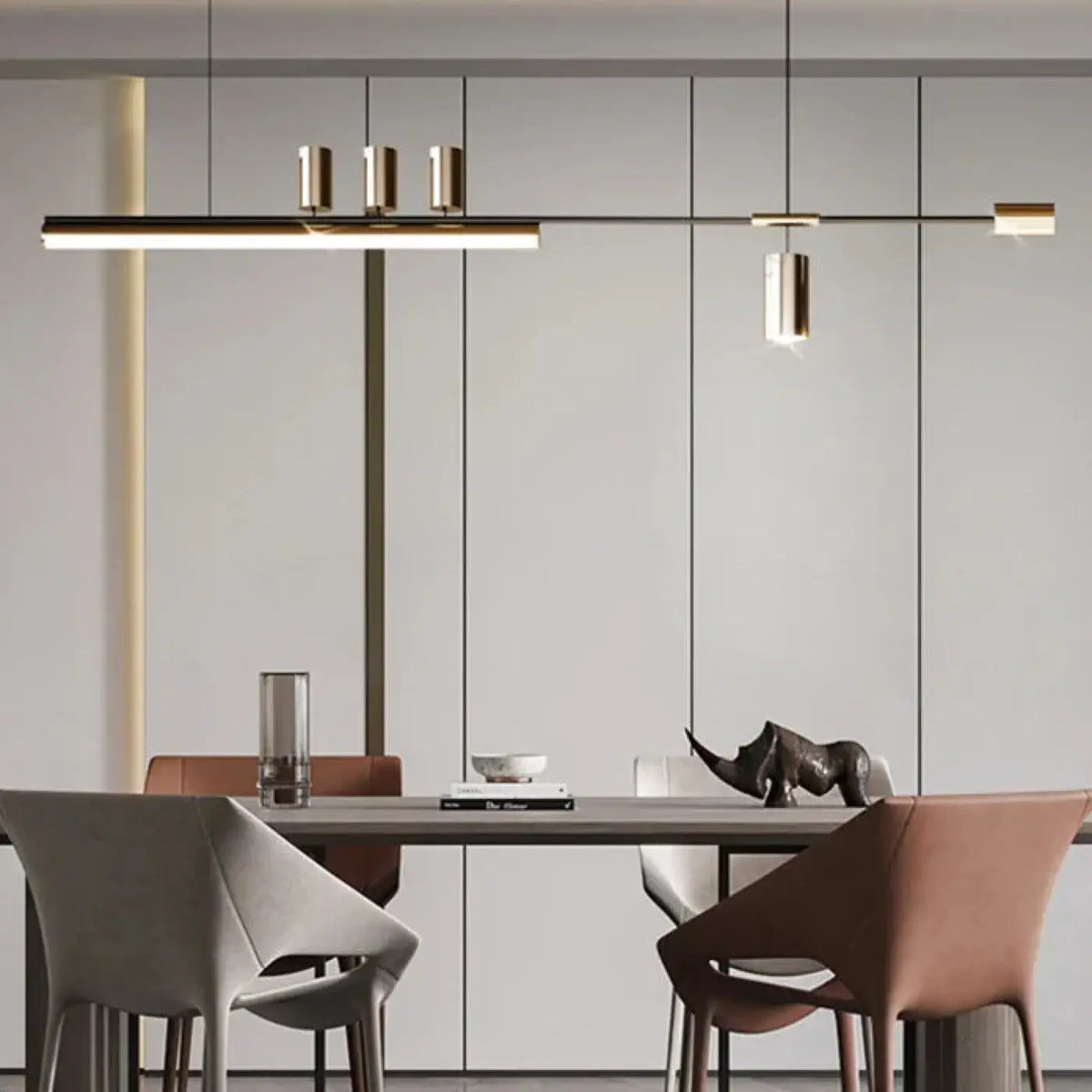 Suspension LED linéaire, noir ou doré, pour table ou bureau