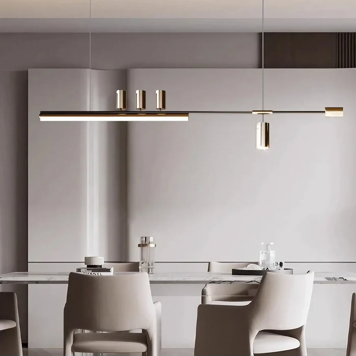 Suspension LED linéaire, noir ou doré, pour table ou bureau
