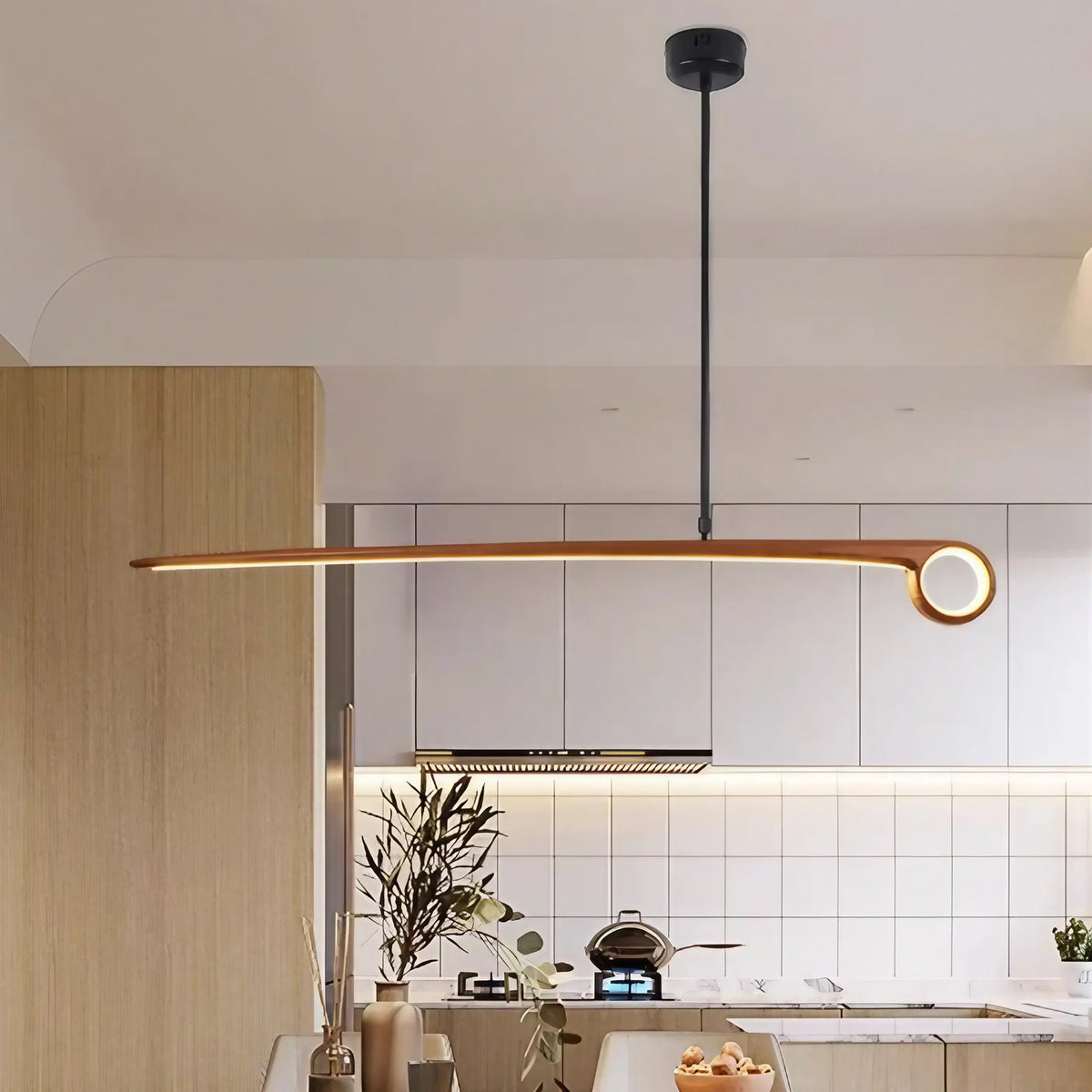 Suspension LED en bois massif, modèles A ou B, lumière réglable