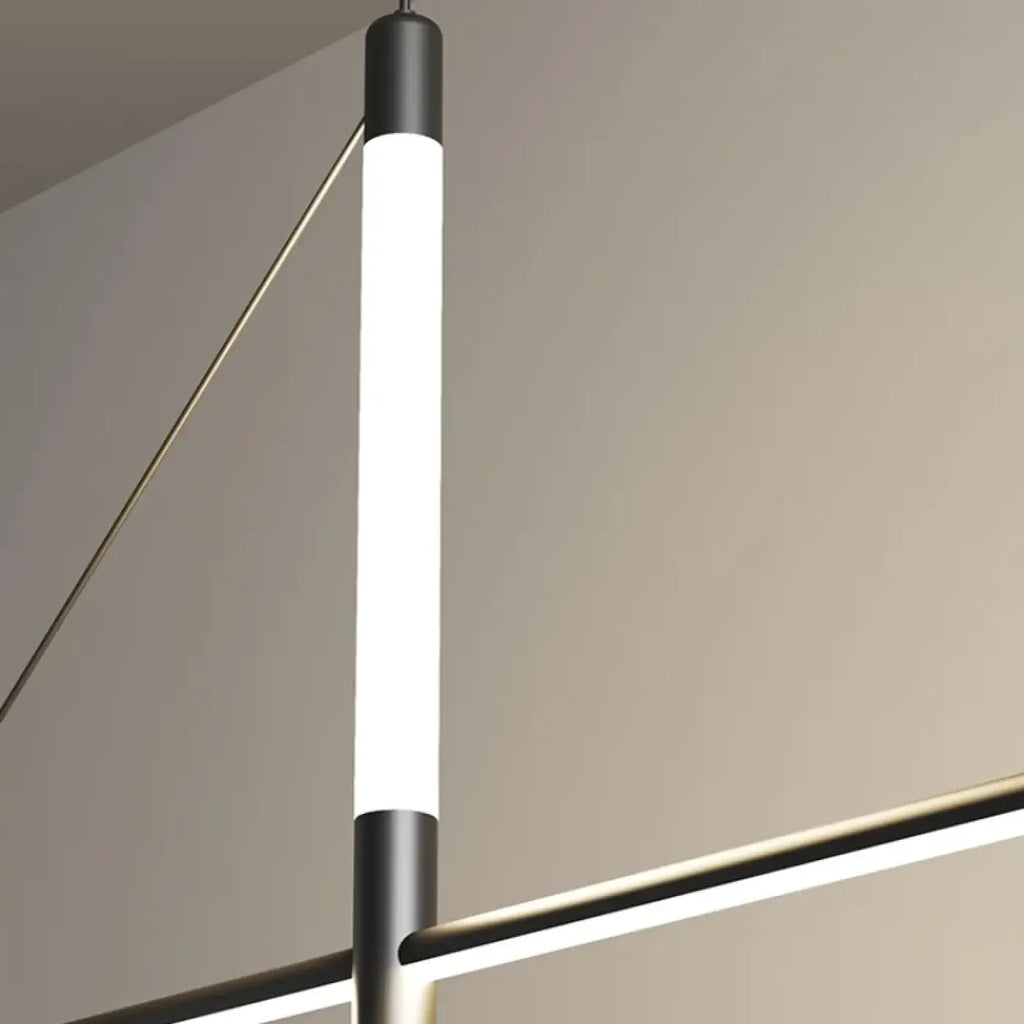 Suspension LED linéaire noire, trois choix de lumière