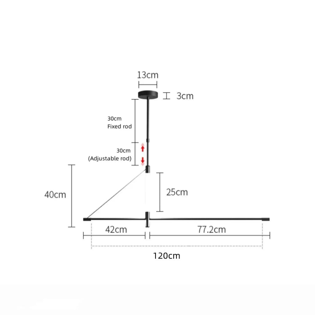 Suspension LED linéaire noire, trois choix de lumière