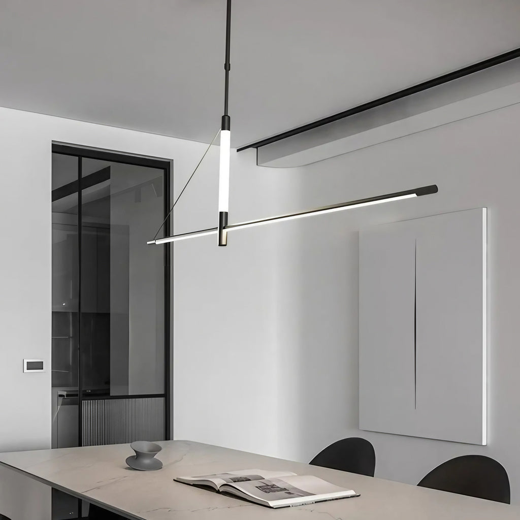 Suspension LED linéaire noire, trois choix de lumière