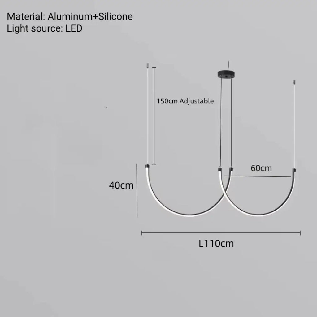 Suspension LED minimaliste à lignes fluides, tailles S ou M
