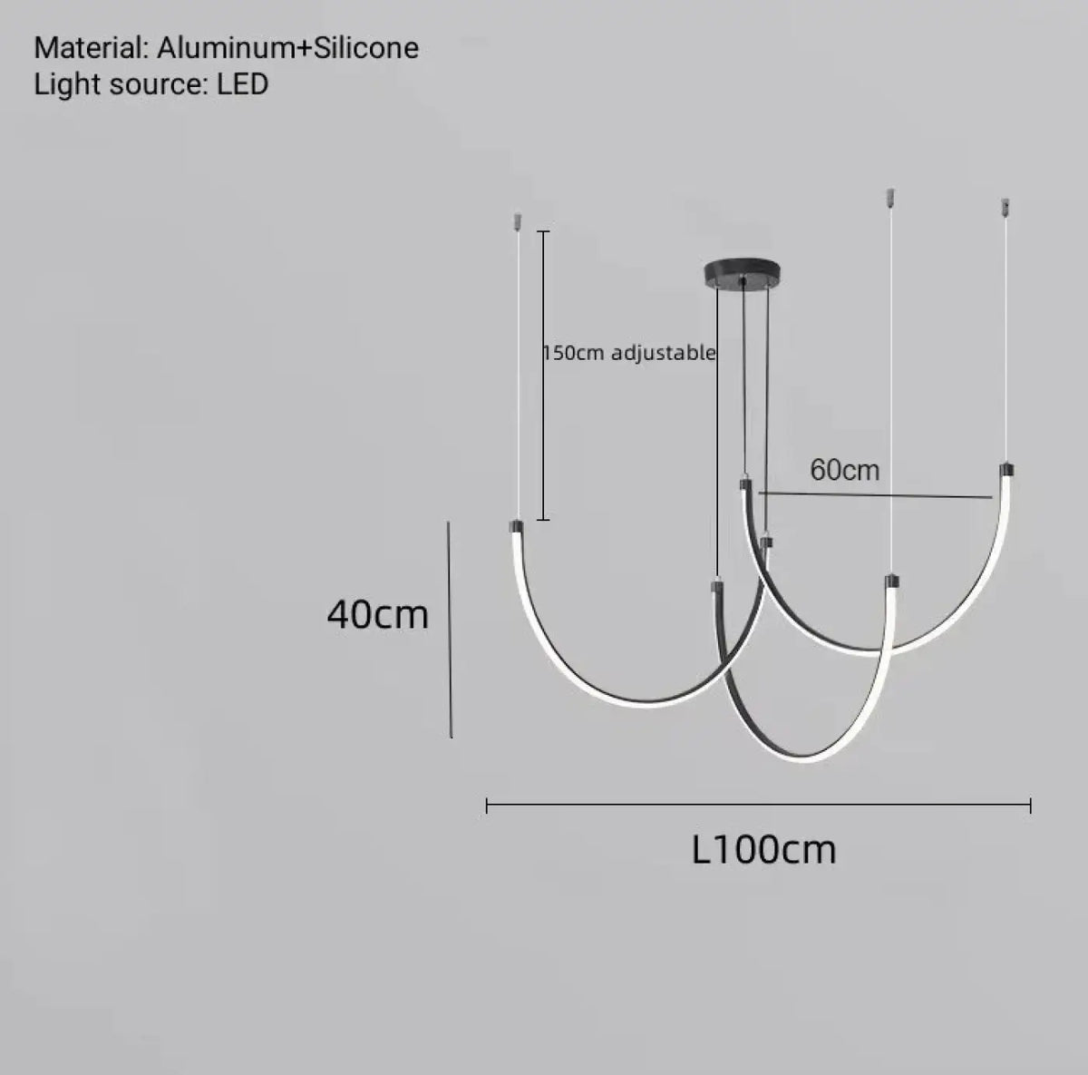 Suspension LED minimaliste à lignes fluides, tailles S ou M