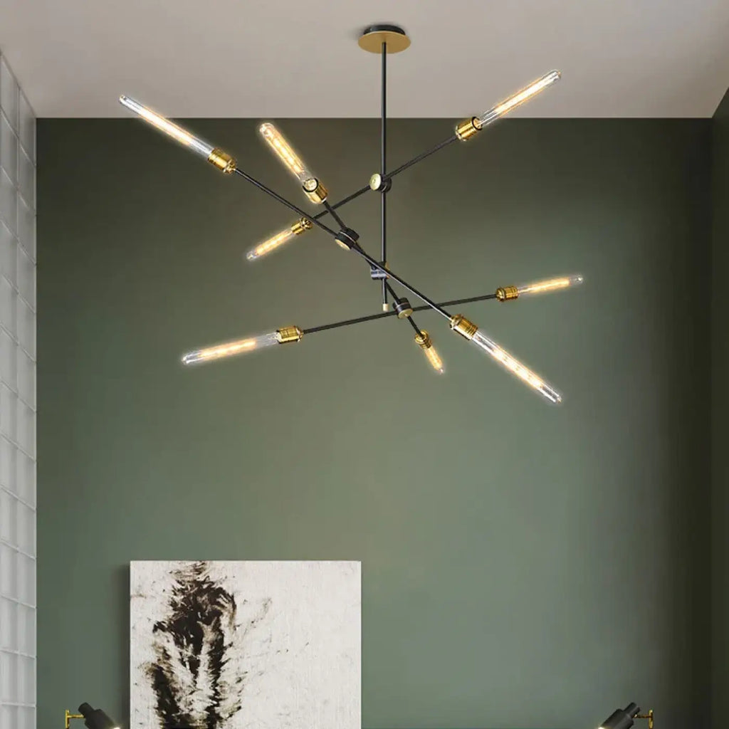 Suspension LED à branches en métal noir, style sculpture, 3 tailles