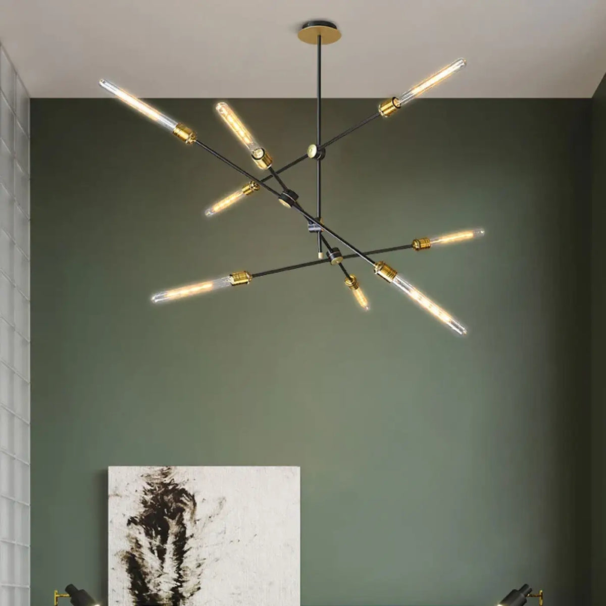 Suspension LED à branches en métal noir, style sculpture, 3 tailles
