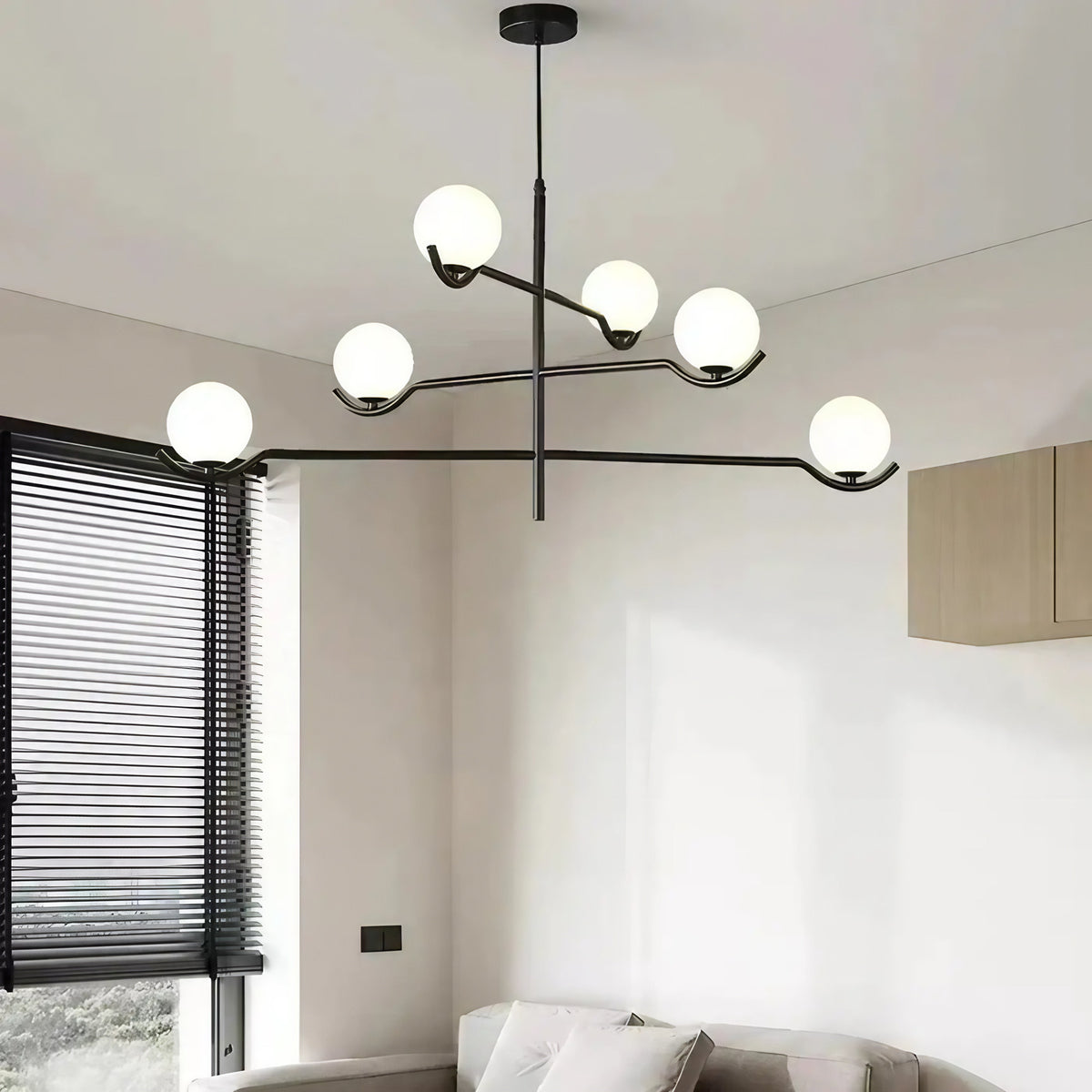 Suspension minimaliste à boules lumineuses, noir ou doré, noir