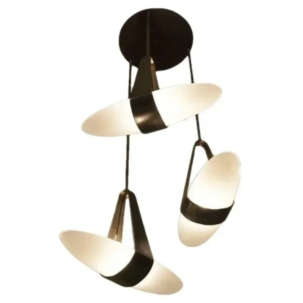 Suspension LED minimaliste en cuir et verre, tailles S ou M