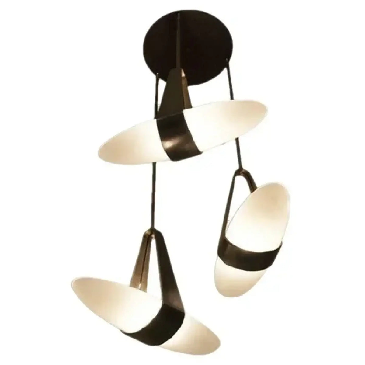 Suspension LED minimaliste en cuir et verre, tailles S ou M