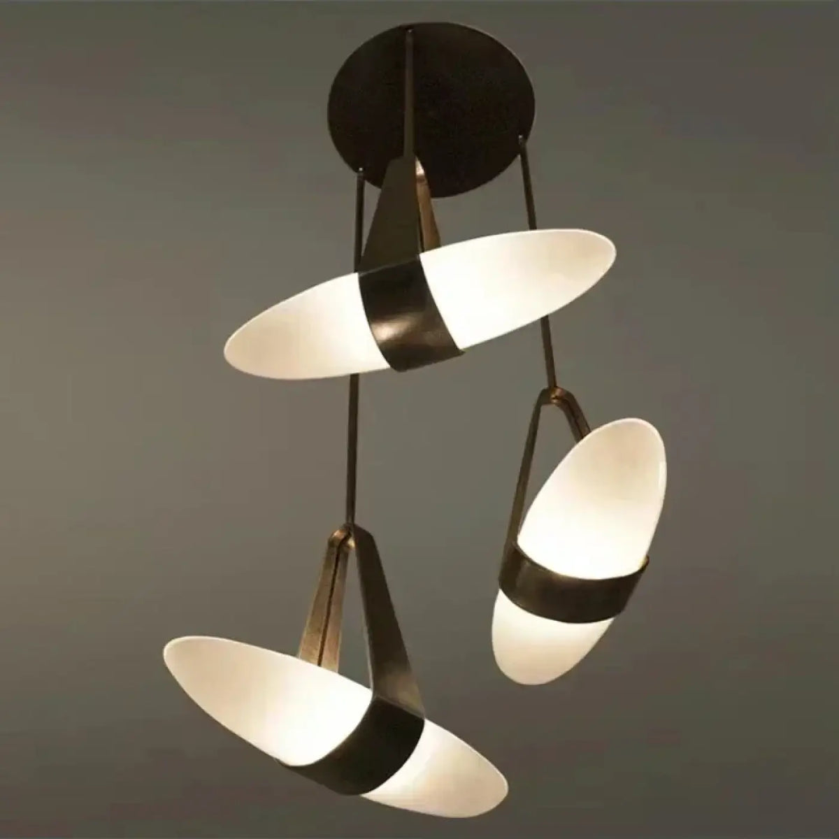 Suspension LED minimaliste en cuir et verre, tailles S ou M