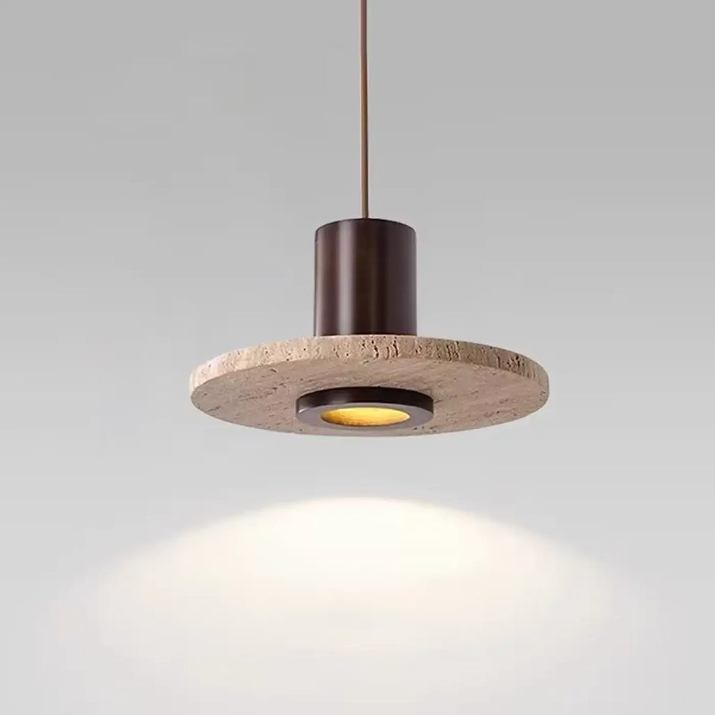 Suspension LED en travertin, style minimaliste, blanc ou marron