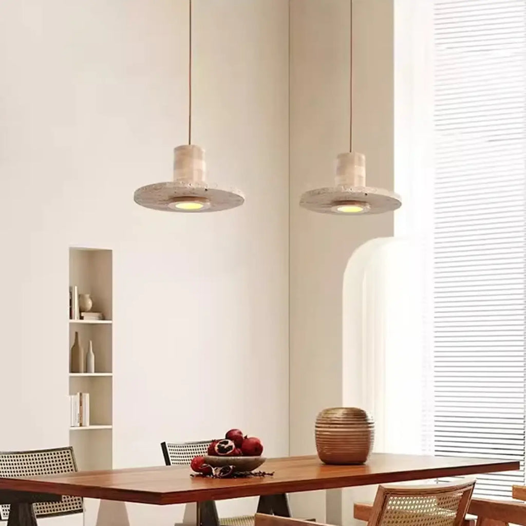 Suspension LED en travertin, style minimaliste, blanc ou marron, blanc