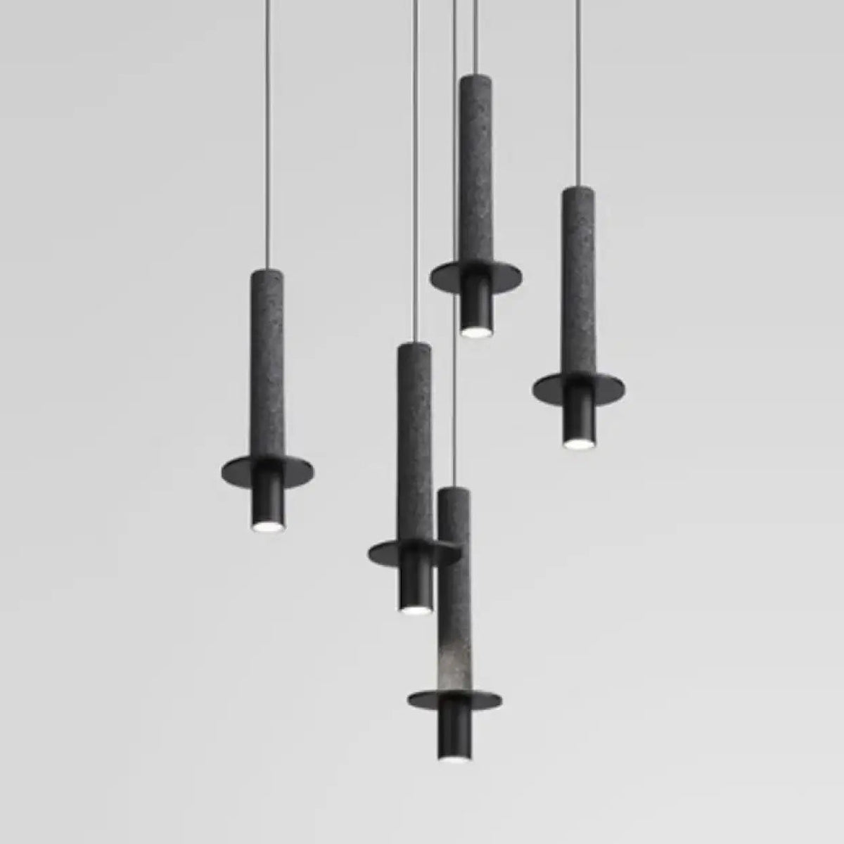 Suspension tube en pierre avec détail en laiton, blanc ou noir, noir