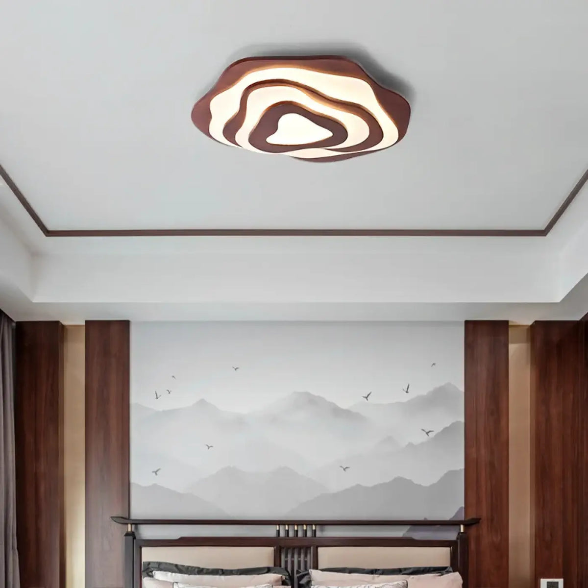 Suspension LED en bois au design moderne, beige ou marron, marron