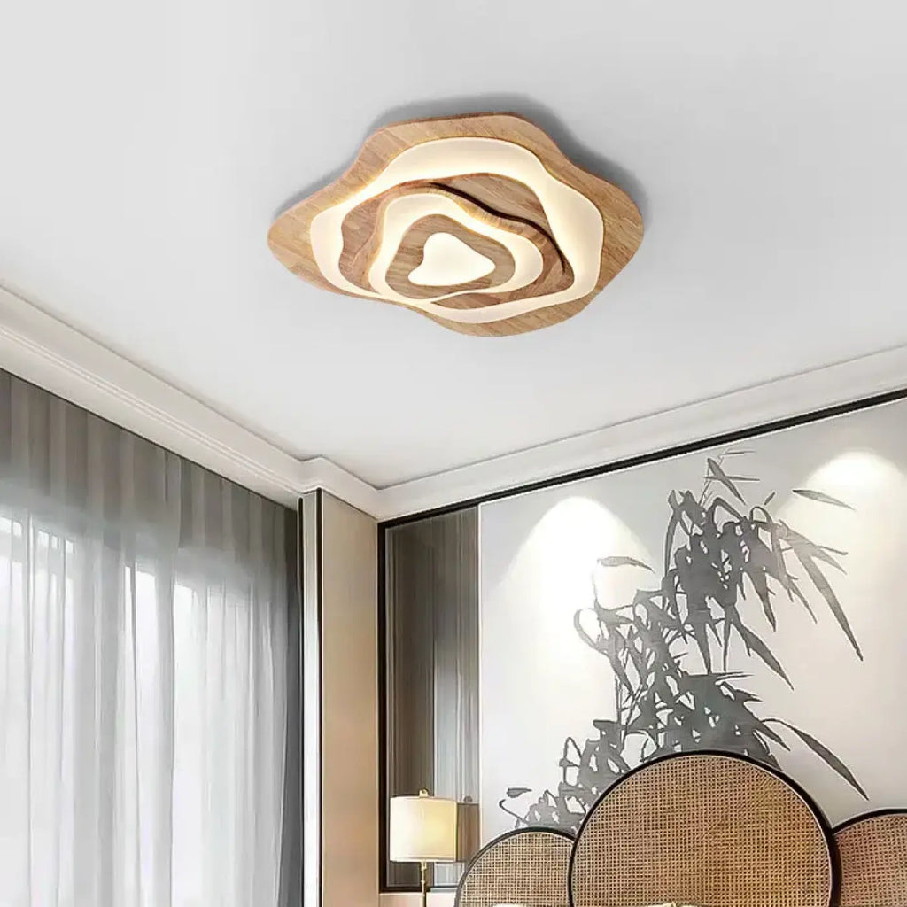 Suspension LED en bois au design moderne, beige ou marron, beige