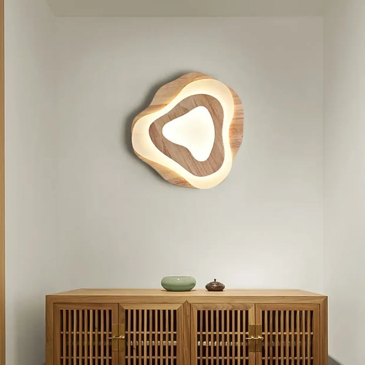 Suspension LED en bois au design moderne, beige ou marron