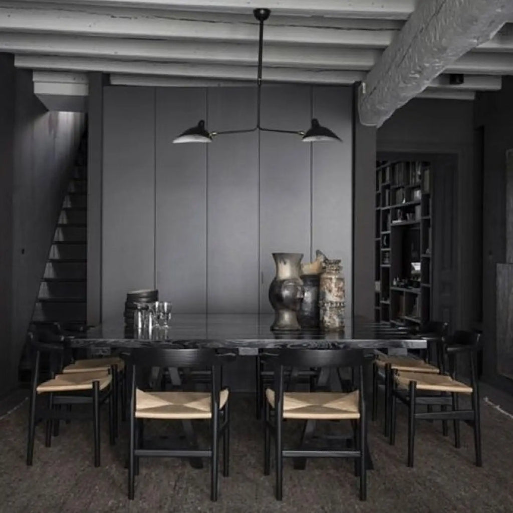 Lustre noir moderne à bras multiples