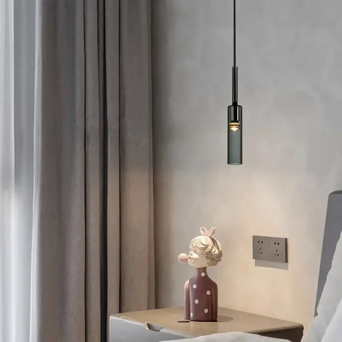 Suspension cylindre noir et verre, de 1 à 5 lampes