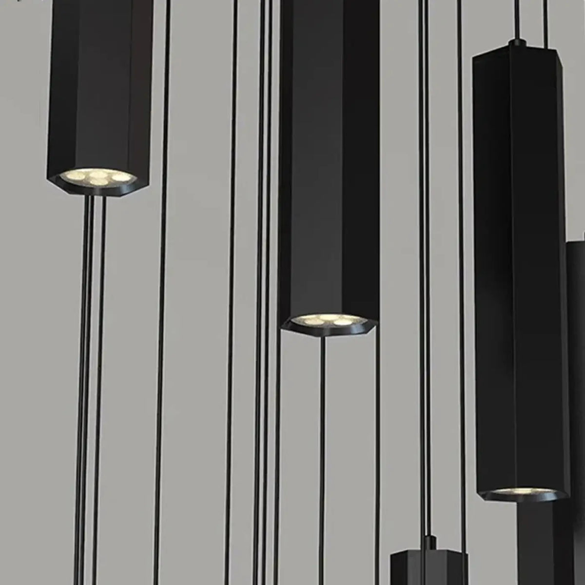 Suspension à cylindres noirs, de 3 à 30 lampes