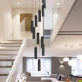 Suspension à cylindres noirs, de 3 à 30 lampes