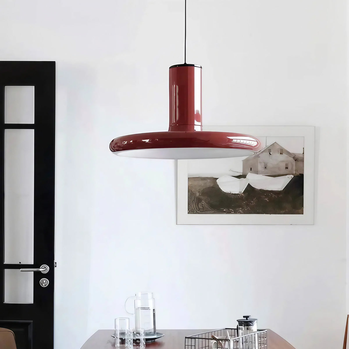 Suspension en métal rouge brillant, tailles S ou M