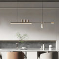 Suspension trois lampes en métal noir et doré, modèles A, B, C