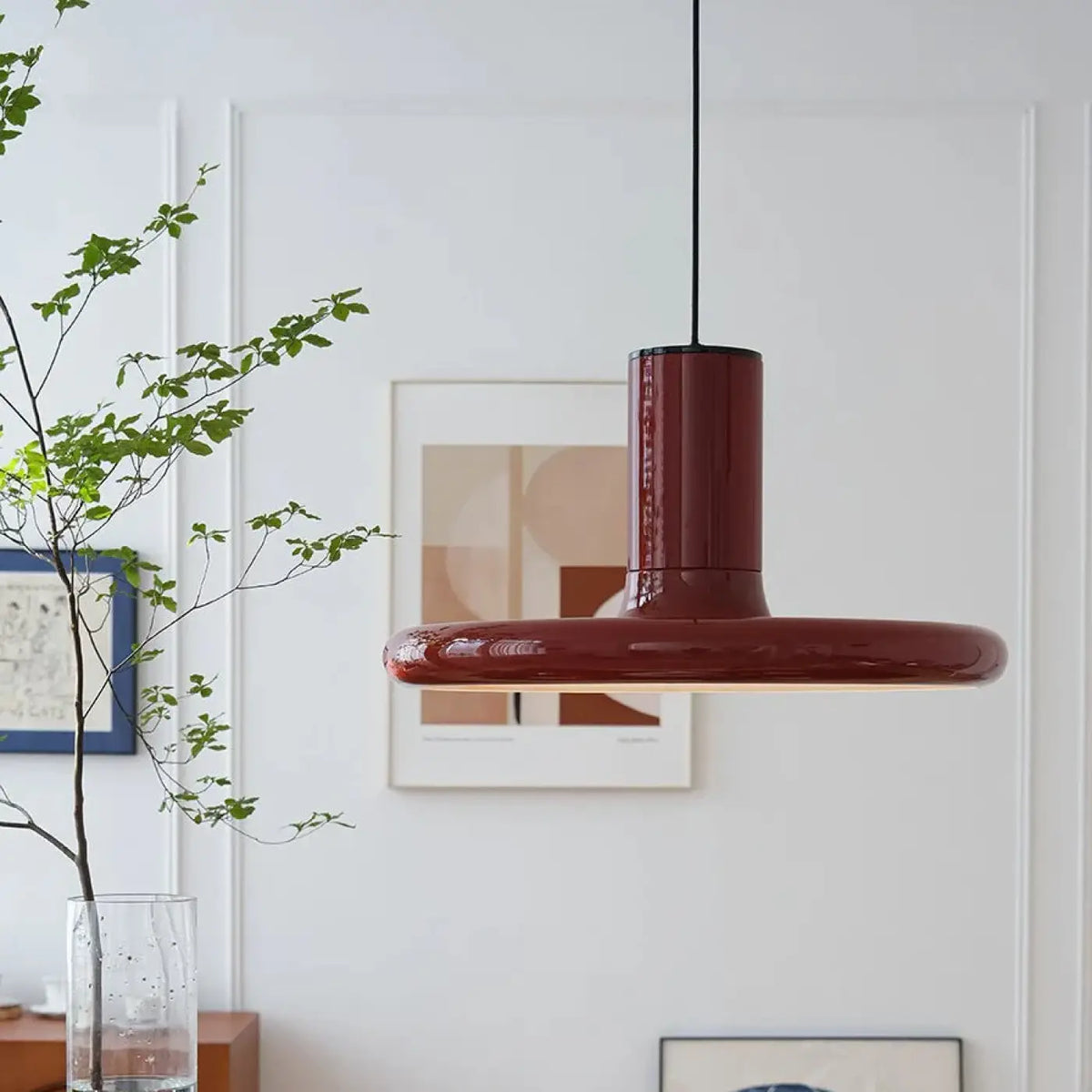 Suspension en métal rouge brillant, tailles S ou M