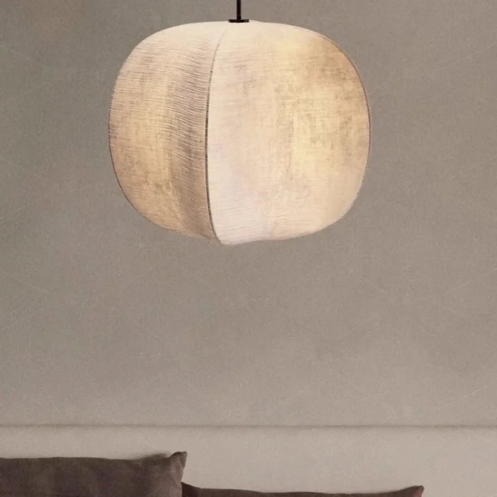 Suspension sphère bicolore, tissu et blanc, trois tailles