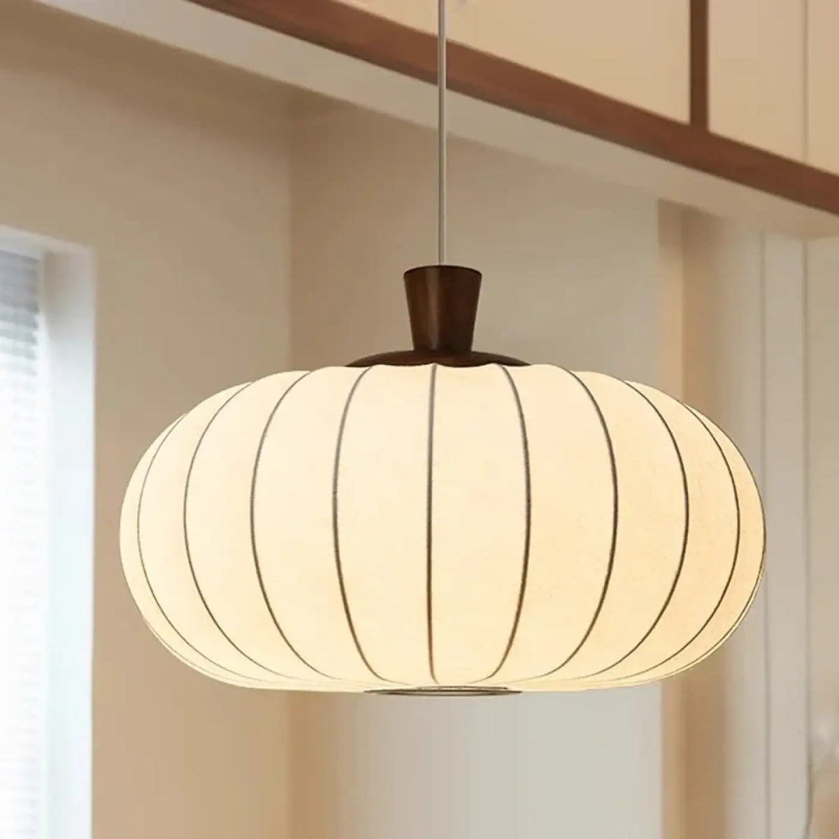 Suspension moderne en tissu nervuré et bois, tailles S et M