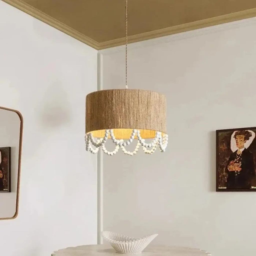 Suspension en chanvre et perles de bois, tailles S, M, L