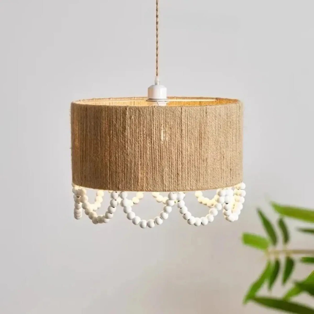Suspension en chanvre et perles de bois, tailles S, M, L