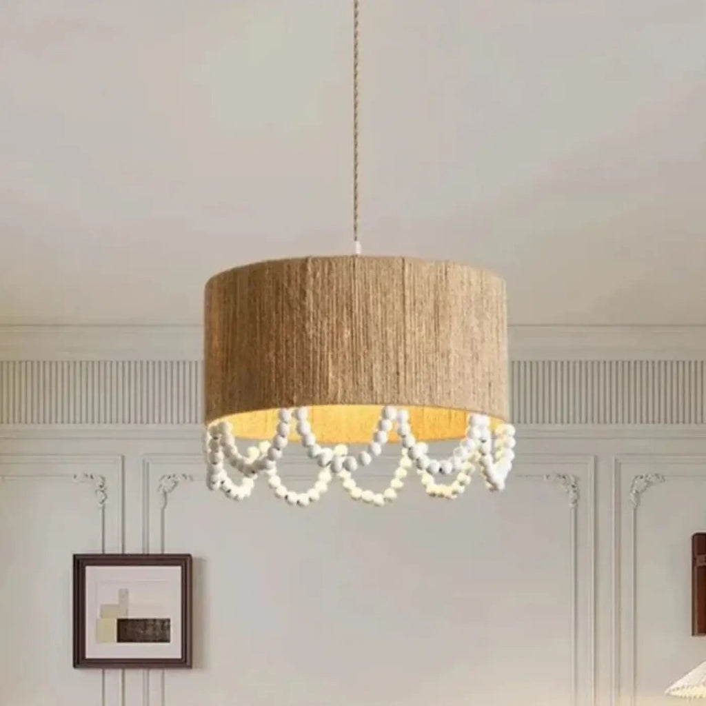 Suspension en chanvre et perles de bois, tailles S, M, L