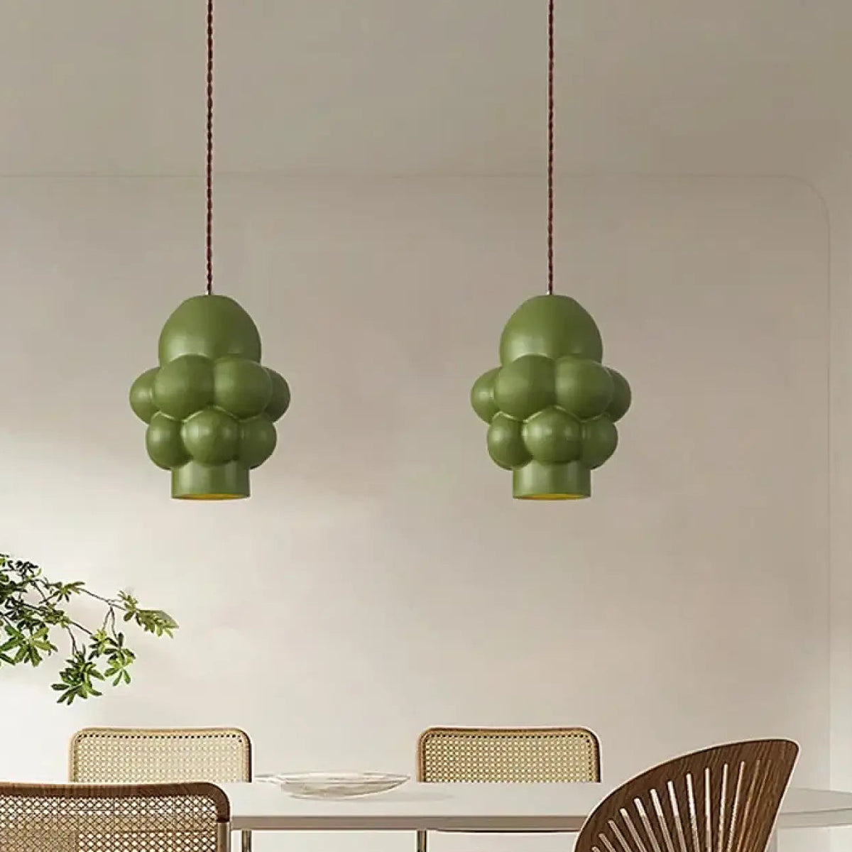Suspension nuage en métal style rétro, orange, vert ou beige, vert