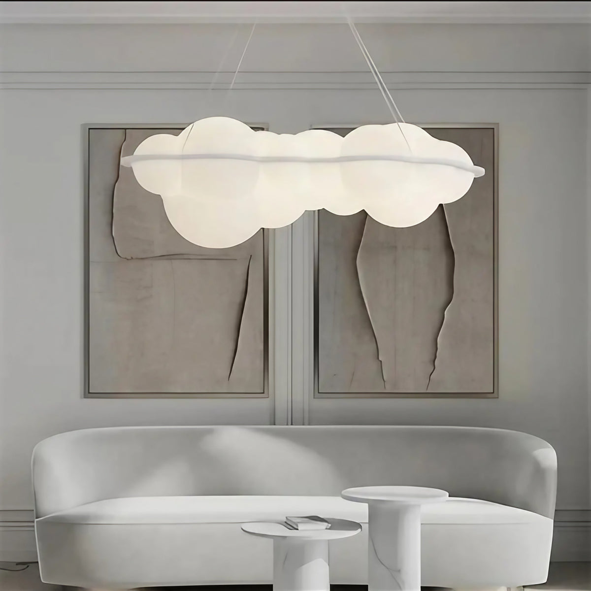 Suspension design en nuages blancs, cinq tailles de S à 2XL