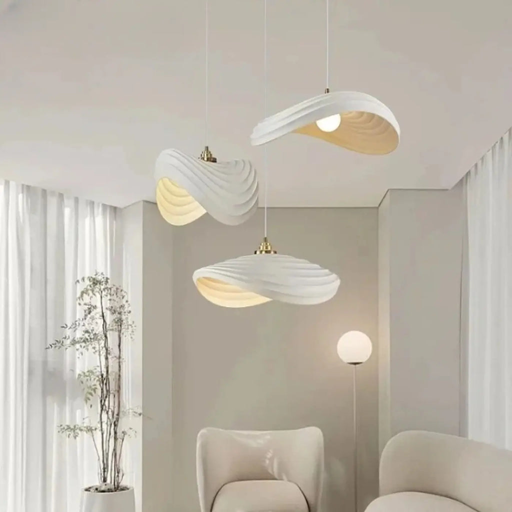 Suspension blanche ondulée en trio, trois modèles au choix