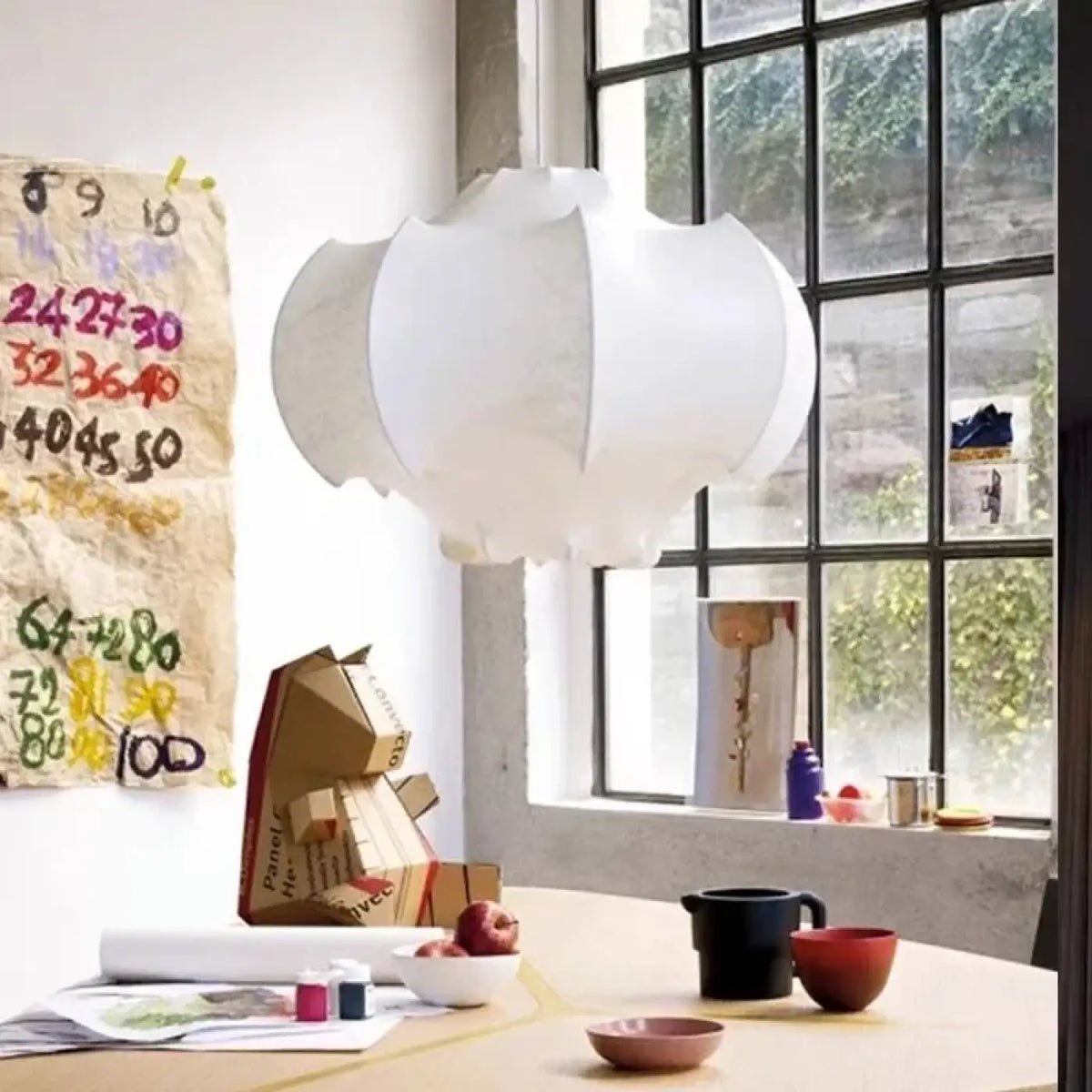 Suspension en tissu sculpté blanc, forme organique, tailles S à XL