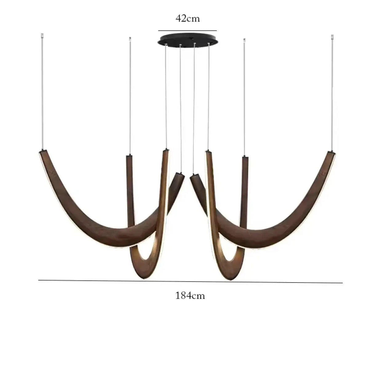 Suspension LED en bois à forme organique, trois coloris, marron