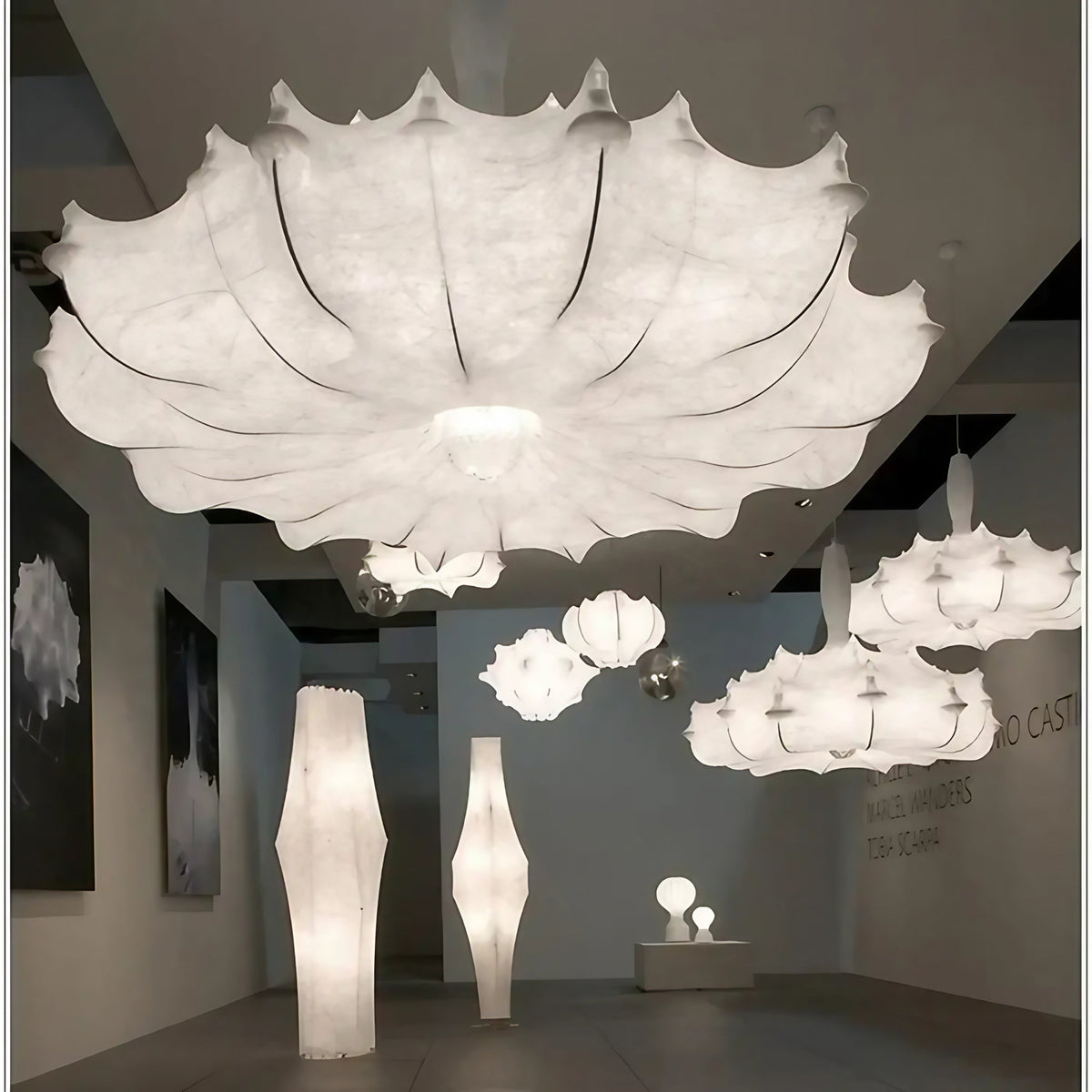 Suspension blanche contemporaine à la forme originale, S, M, L