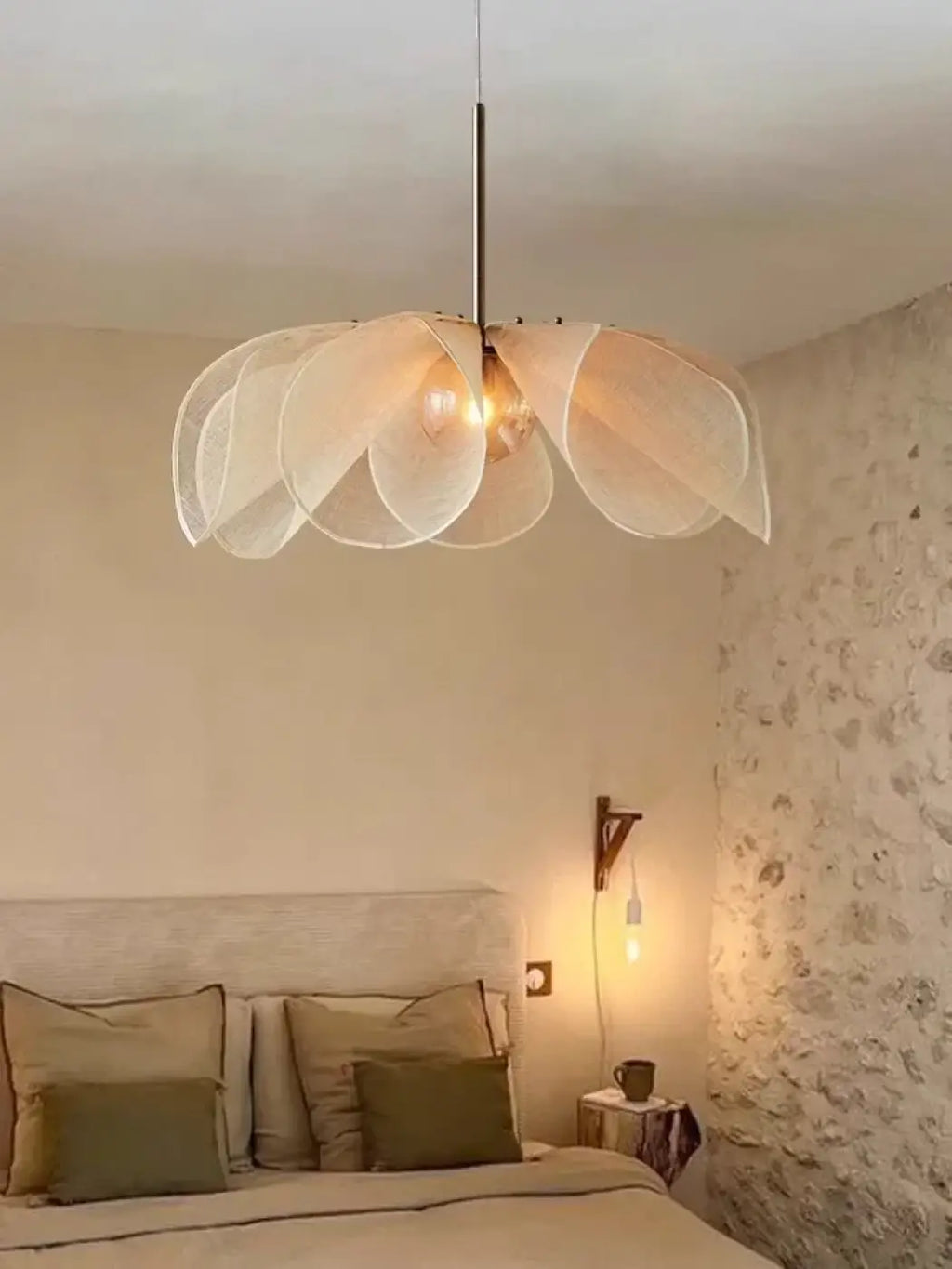 Suspension à pétales en tissu beige, tailles S, M et L