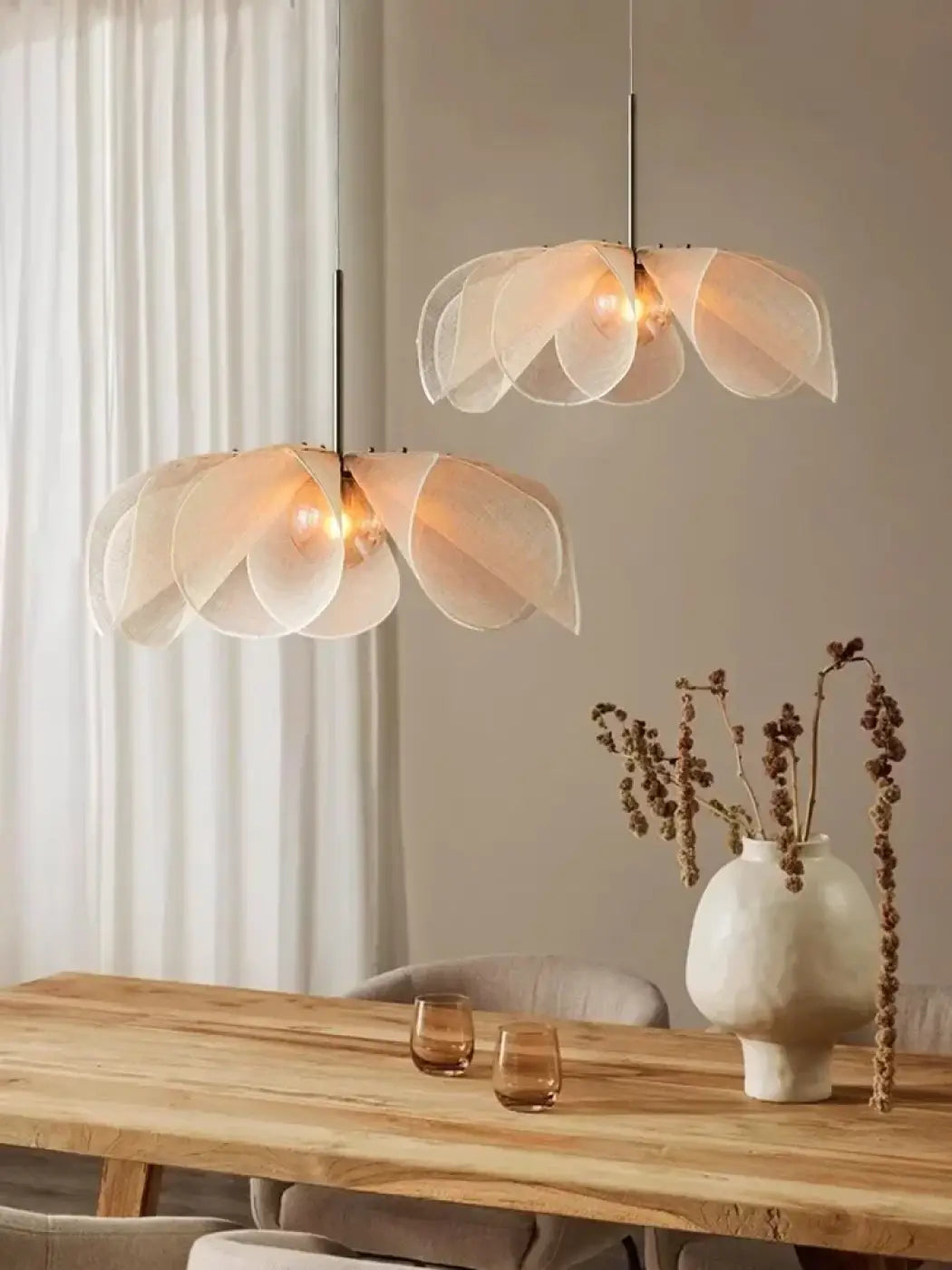 Suspension à pétales en tissu beige, tailles S, M et L