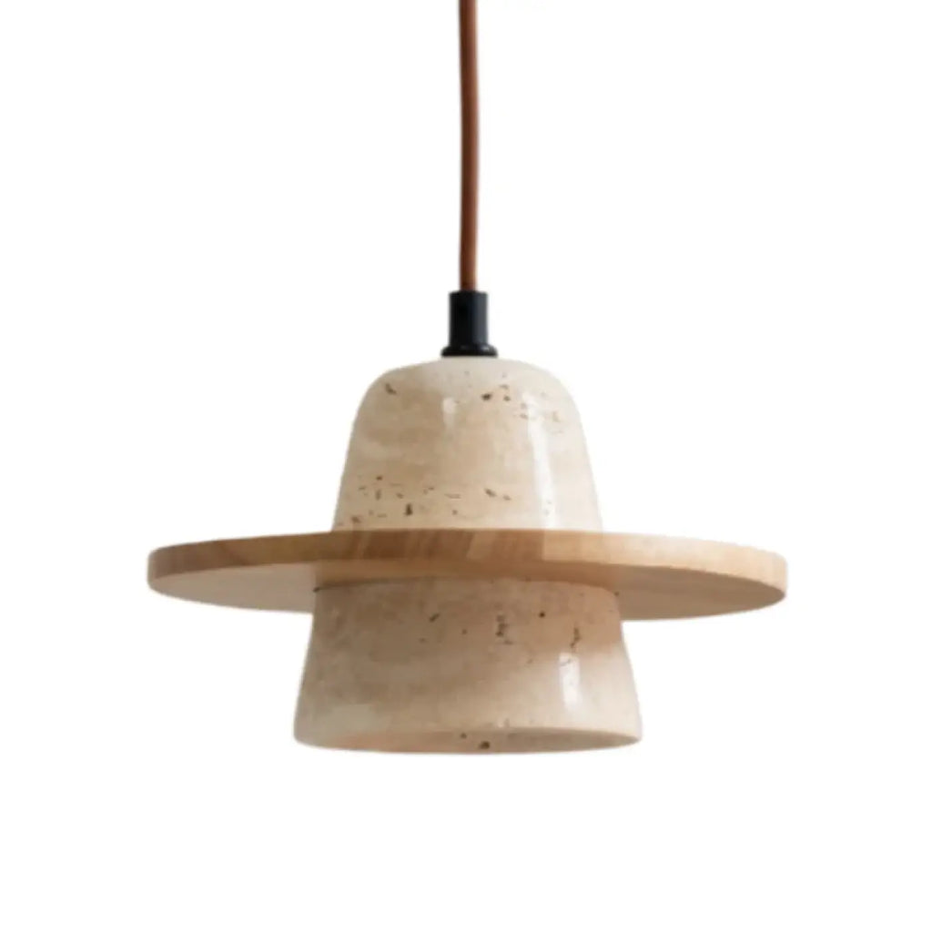 Suspension minimaliste en travertin et bois clair