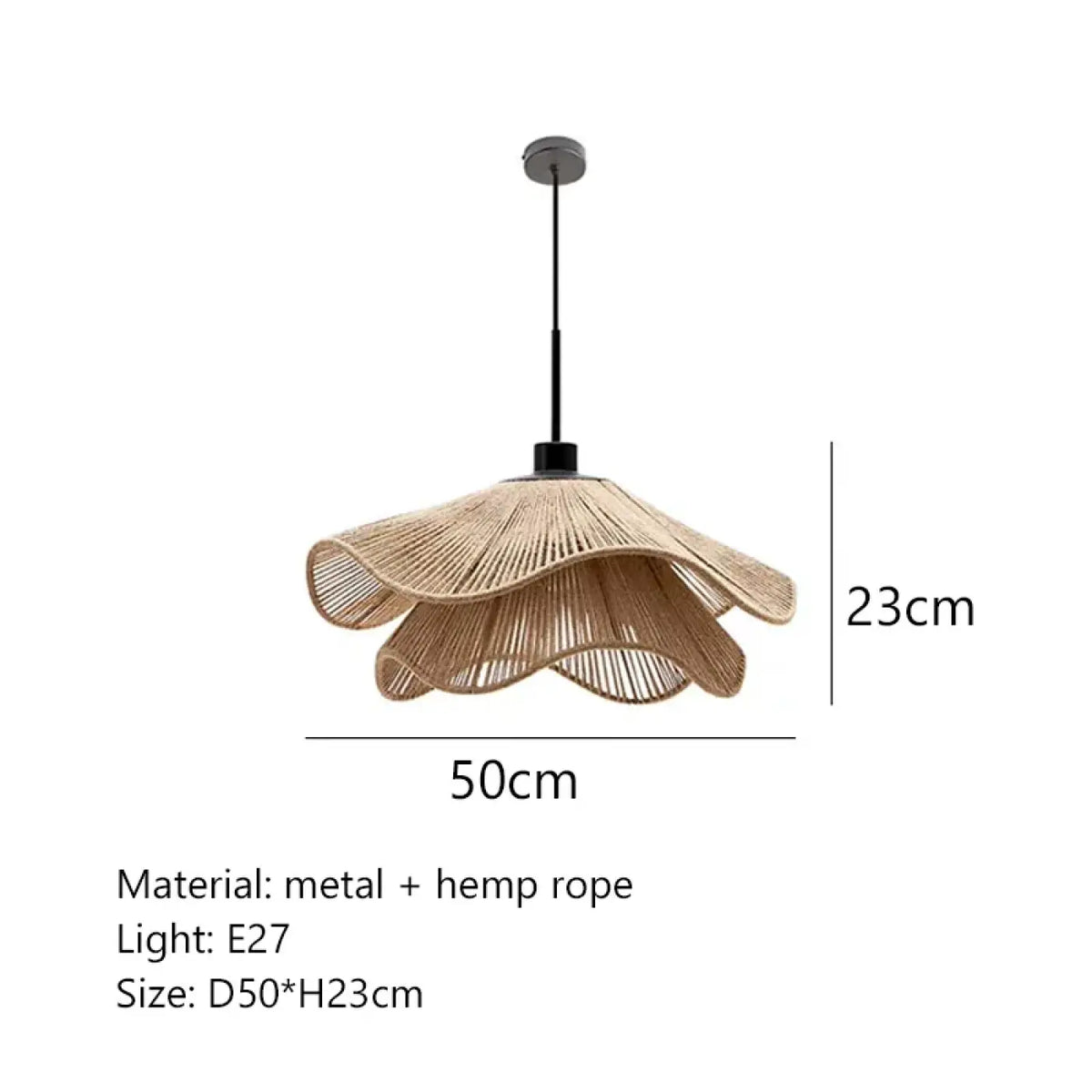 Suspension en rotin ondulé en forme de fleur, S à XL