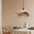Suspension en rotin ondulé en forme de fleur, S à XL, marron