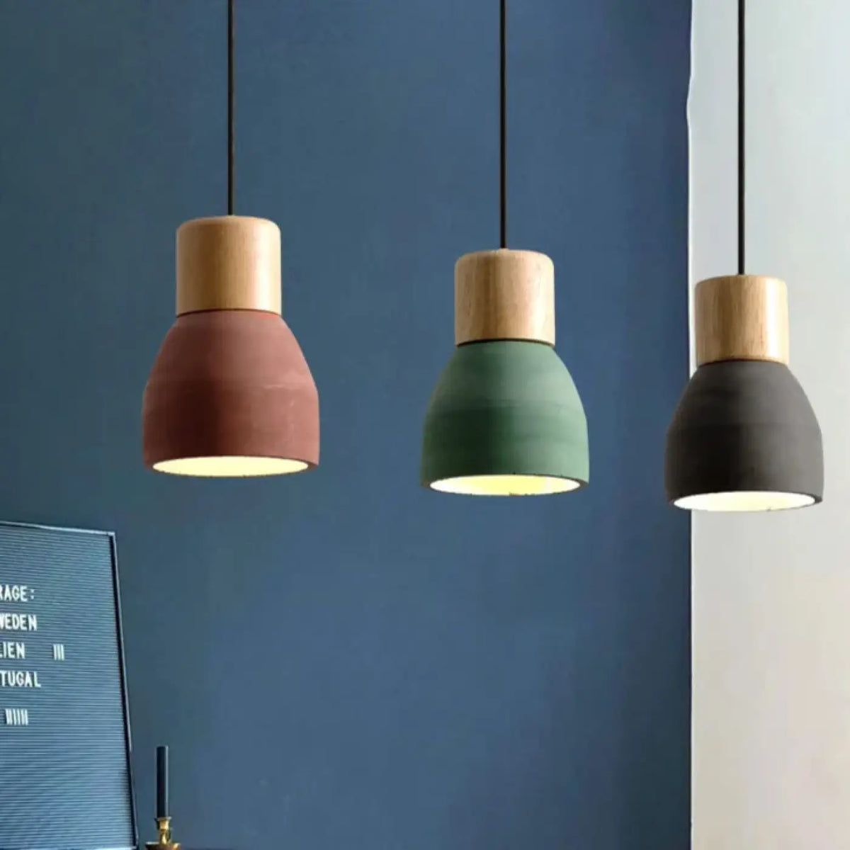 Suspension scandinave en bois coloré, quatre coloris, gris