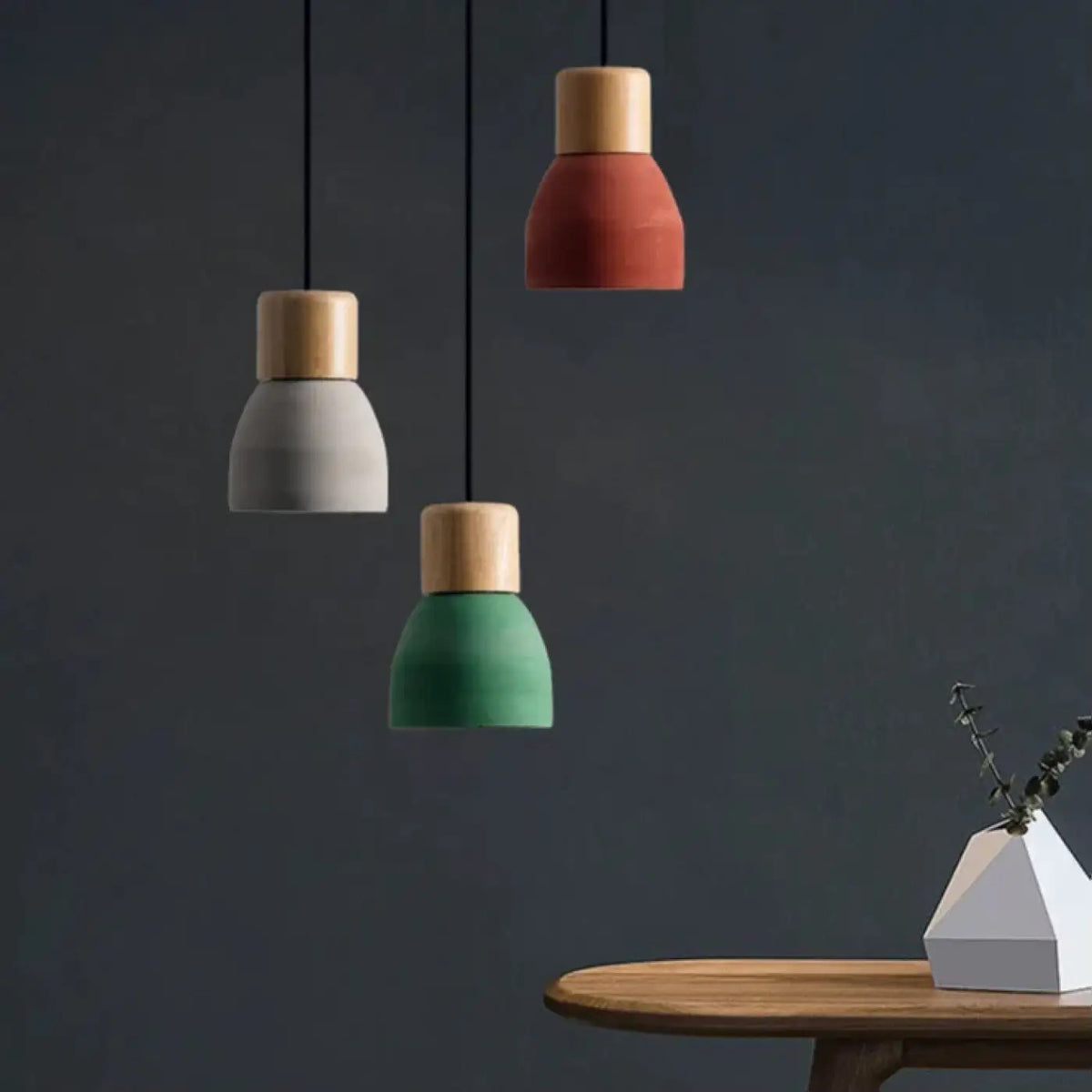 Suspension scandinave en bois coloré, quatre coloris, vert