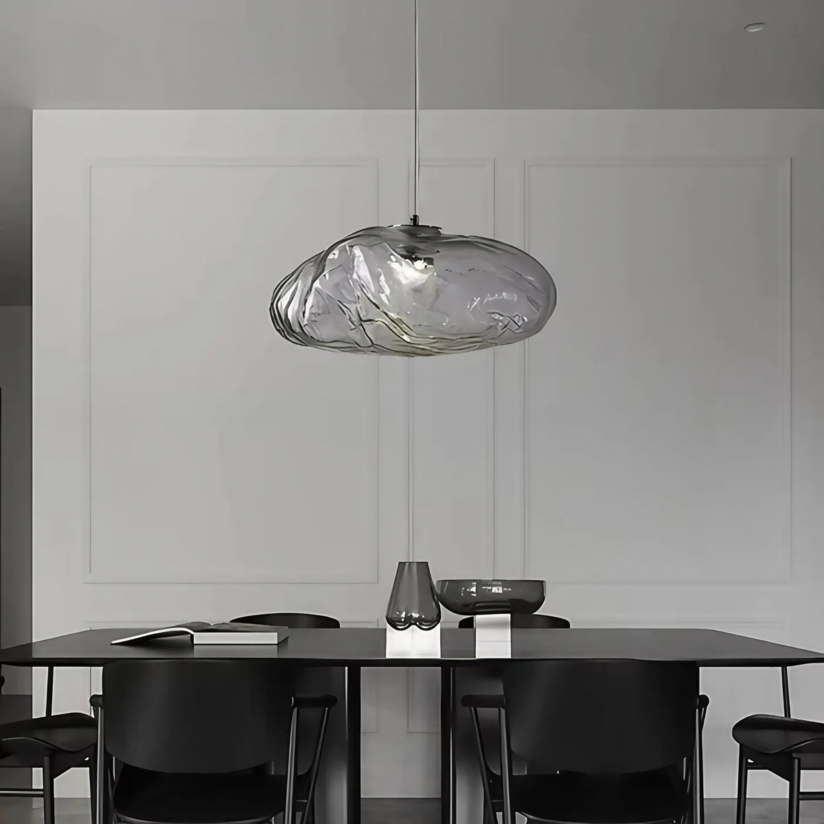 Suspension sculpturale en verre texturé, trois coloris, tailles S à L