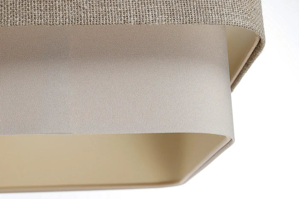 Suspension textile taupe, silhouette ample et contemporaine