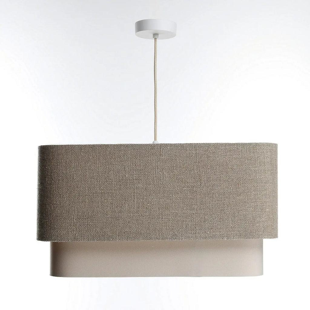 Suspension textile taupe, silhouette ample et contemporaine