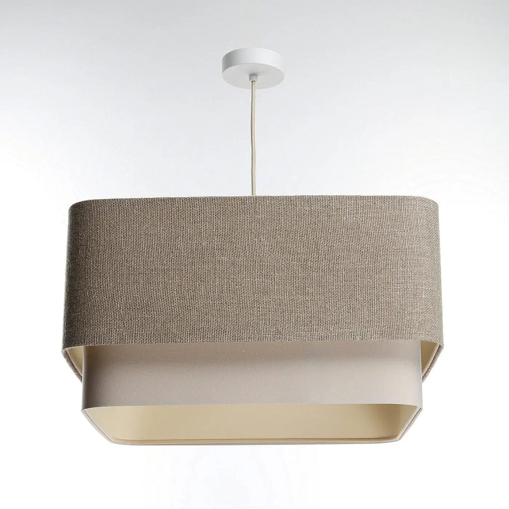 Suspension textile taupe, silhouette ample et contemporaine