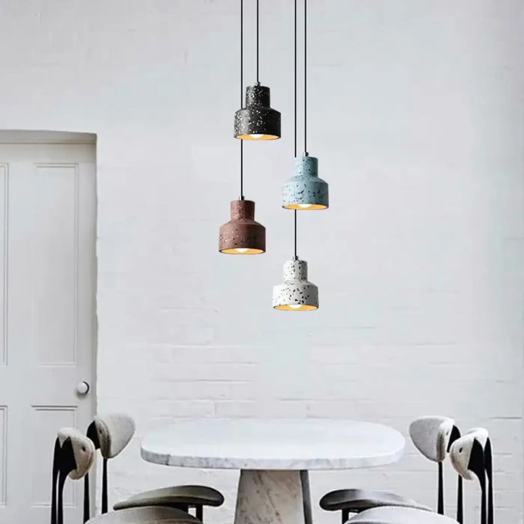 Suspension cloche effet terrazzo, bleu, rouge, blanc ou noir